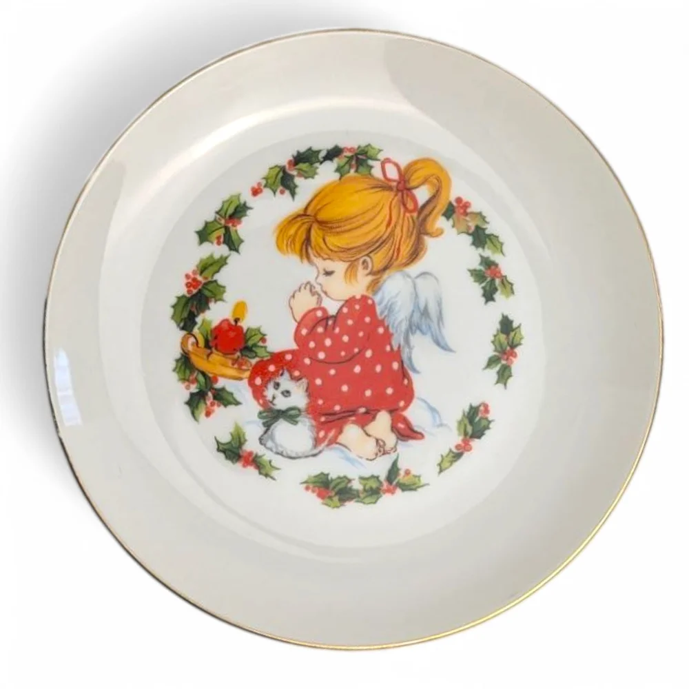 Vintage Christmas Plates Mixed Lot of 3 Santa Angel Seasonal Holiday Decor